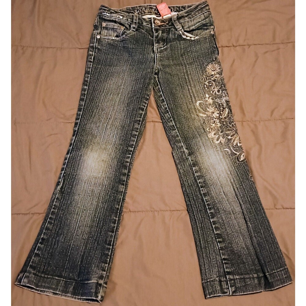Zana Di Jeans Girls Sz 10  Flowers and Butterflies Embroidered Vintage Y2K